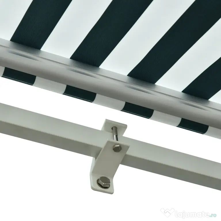 Outsunny Copertina Soare cu Brate de Exterior Reglare cu Manivela, Metal si Poliester, 295x250cm Verde si Alba