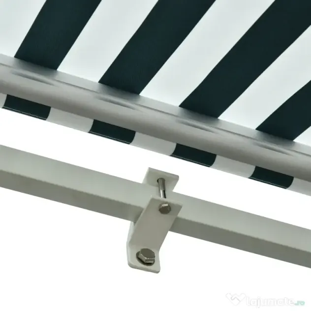 Outsunny Copertina Soare cu Brate de Exterior Reglare cu Manivela, Metal si Poliester, 295x250cm Verde si Alba