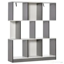 HOMCOM Bibliotecă cu 8 Rafturi pentru Sufragerie și Dormitor, din Lemn, 100x24x124 cm, Gri Închis