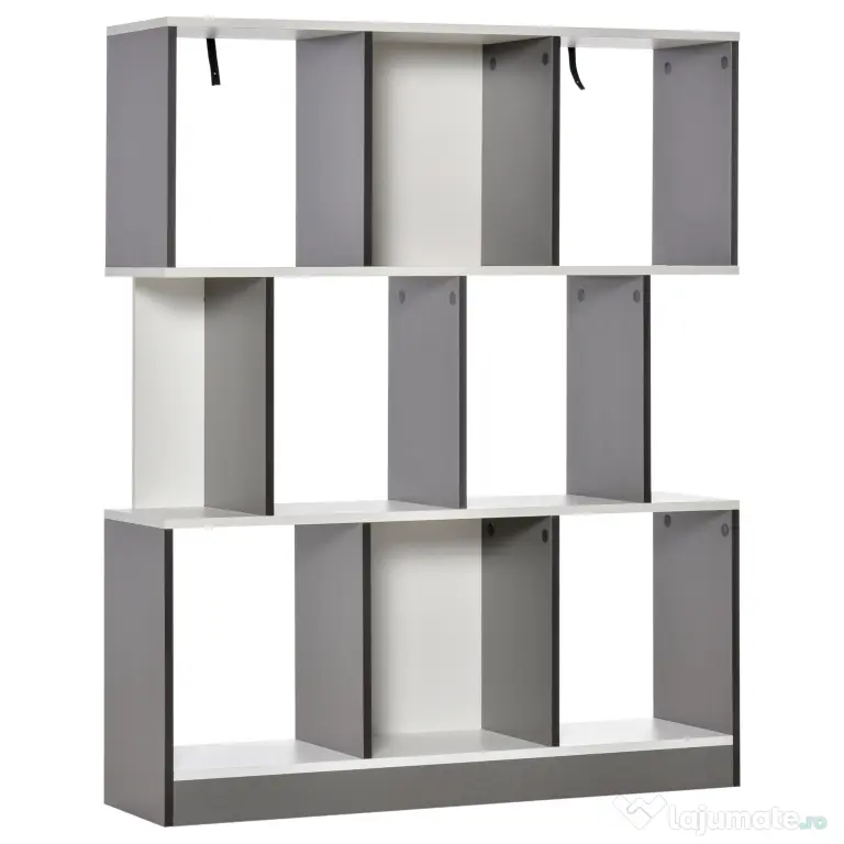 HOMCOM Bibliotecă Mobilă cu 8 Rafturi pentru Sufragerie și Dormitor, 100x24x124 cm, Gri Închis | Aosom Romania