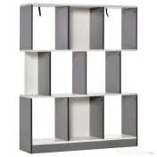 HOMCOM Bibliotecă Mobilă cu 8 Rafturi pentru Sufragerie și Dormitor, 100x24x124 cm, Gri Închis | Aosom Romania 
