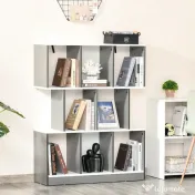 HOMCOM Bibliotecă Mobilă cu 8 Rafturi pentru Sufragerie și Dormitor, 100x24x124 cm, Gri Închis | Aosom Romania 
