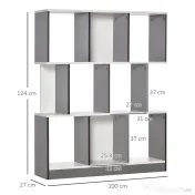 HOMCOM Bibliotecă Mobilă cu 8 Rafturi pentru Sufragerie și Dormitor, 100x24x124 cm, Gri Închis | Aosom Romania 