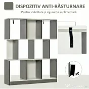 HOMCOM Bibliotecă Mobilă cu 8 Rafturi pentru Sufragerie și Dormitor, 100x24x124 cm, Gri Închis | Aosom Romania 
