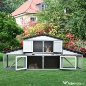 PawHut Cusca pentru iepuri pentru Exterior din Lemn pentru 2-3 Iepuri sau Rozatoare Alba