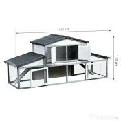PawHut Cusca pentru iepuri pentru Exterior din Lemn pentru 2-3 Iepuri sau Rozatoare Alba