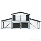 PawHut Cusca pentru iepuri pentru Exterior din Lemn pentru 2-3 Iepuri sau Rozatoare Alba