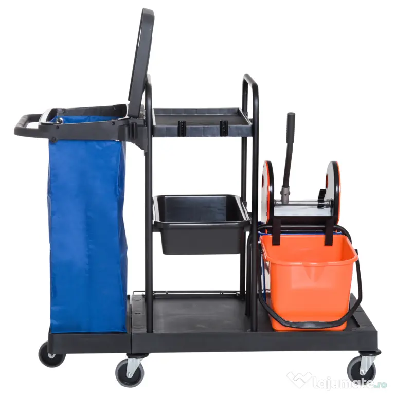 Carucior pentru Curatenie HOMCOM Capacitate 18L si Roti | Aosom Romania
