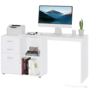 HOMCOM birou de colt, reversibil, 117x83.5x76 cm, alb