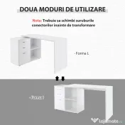 HOMCOM birou de colt, reversibil, 117x83.5x76 cm, alb