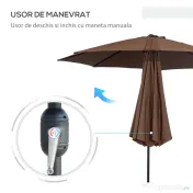 Outsunny Umbrelă de Grădină Inclinabilă 3x2.45m, Poliester Impermeabil, Cafea | Aosom Romania 