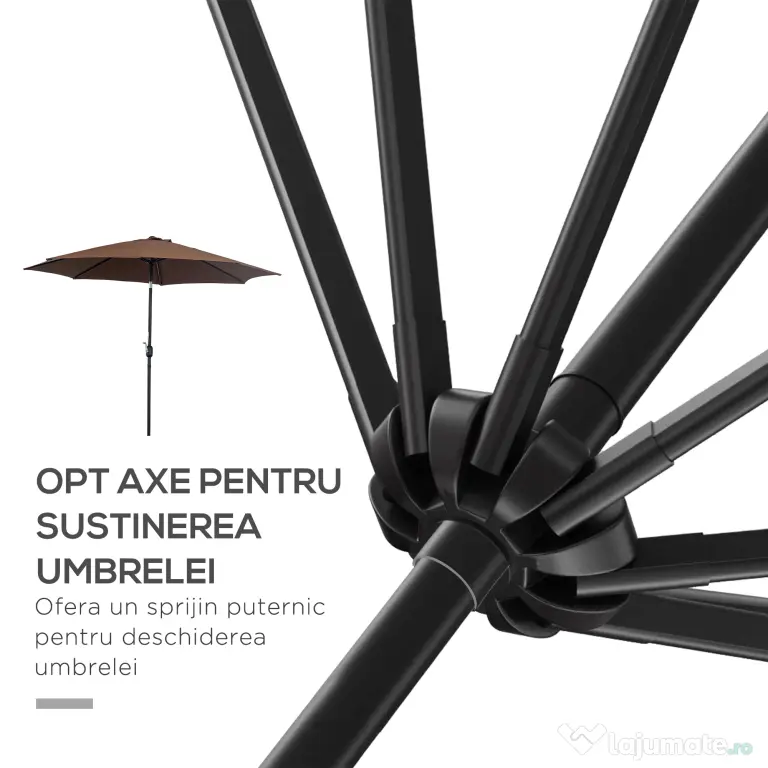 Outsunny Umbrelă de Grădină Inclinabilă 3x2.45m, Poliester Impermeabil, Cafea | Aosom Romania