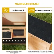 PawHut Cușcă din Lemn pentru Iepuri de Exterior cu Acoperiș din Asfalt, Căsuță, Tăvițe și Hrănitor, 112x50x54 cm, Galbenă
