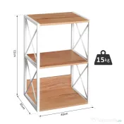 Mobilier Rastel Librarie 3 Rafturi cu Schelet in Otel Alb si Rafturi in Lemn 40x35x72.5cm HOMCOM | Aosom Romania