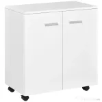 HOMCOM comoda TV, roti incluse, 60x35x65cm, alba