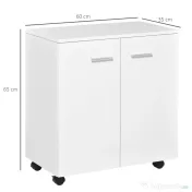 HOMCOM comoda TV, roti incluse, 60x35x65cm, alba 