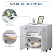 HOMCOM comoda TV, roti incluse, 60x35x65cm, alba 