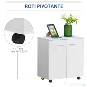 HOMCOM comoda TV, roti incluse, 60x35x65cm, alba 