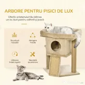 PawHut Ansamblu de Joacă pentru Pisici din Pluș cu Căsuță, Pat, Stâlp de Scris din Iută și Minge, Maro 