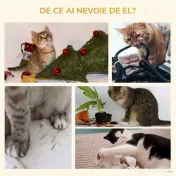 PawHut Ansamblu de Joacă pentru Pisici din Pluș cu Căsuță, Pat, Stâlp de Scris din Iută și Minge, Maro 
