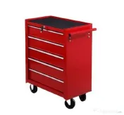 Homcom Carucior Atelier – Casetiera cu Sertare, Rosu 67,5×33×77 cm 
