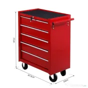 Homcom Carucior Atelier – Casetiera cu Sertare, Rosu 67,5×33×77 cm 