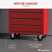 Homcom Carucior Atelier – Casetiera cu Sertare, Rosu 67,5×33×77 cm 