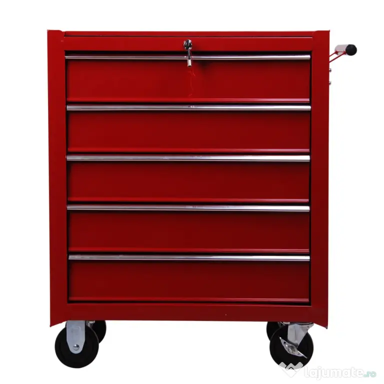 Homcom Carucior Atelier – Casetiera cu Sertare, Rosu 67,5×33×77 cm