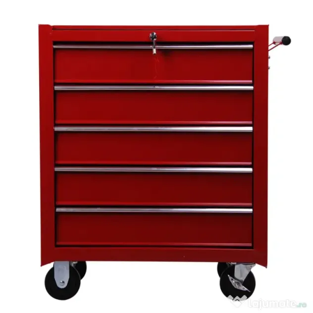 Homcom Carucior Atelier – Casetiera cu Sertare, Rosu 67,5×33×77 cm