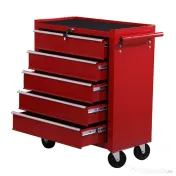 Homcom Carucior Atelier – Casetiera cu Sertare, Rosu 67,5×33×77 cm 