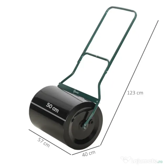 Outsunny Rola de Gradina din Metal Negru Rezervor 60 L Φ50 cm