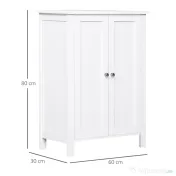 kleankin Dulap Baie cu 2 Uși și Rafturi Reglabile, Spațiu Depozitare, MDF, 60x30x80 cm, Alb | Aosom Romania 