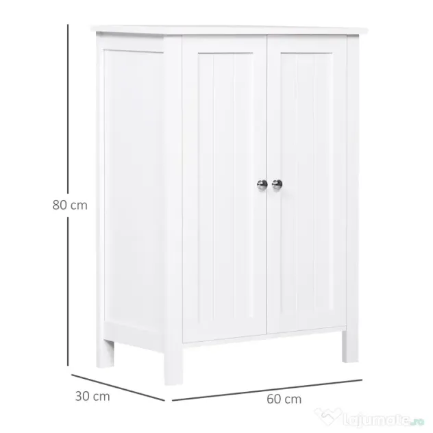 Kleankin dulap baie, cu doua usi, 60x30x80 cm, alb