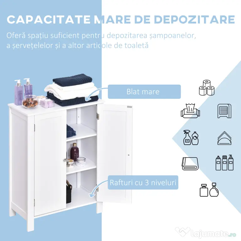 Kleankin dulap baie, cu doua usi, 60x30x80 cm, alb