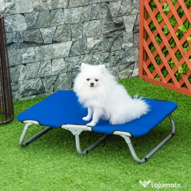 PawHut Saltea Pliabilă Confortabilă pentru Câini, Ușor de Transportat, Albastru, 71x58x18cm | Aosom Romania