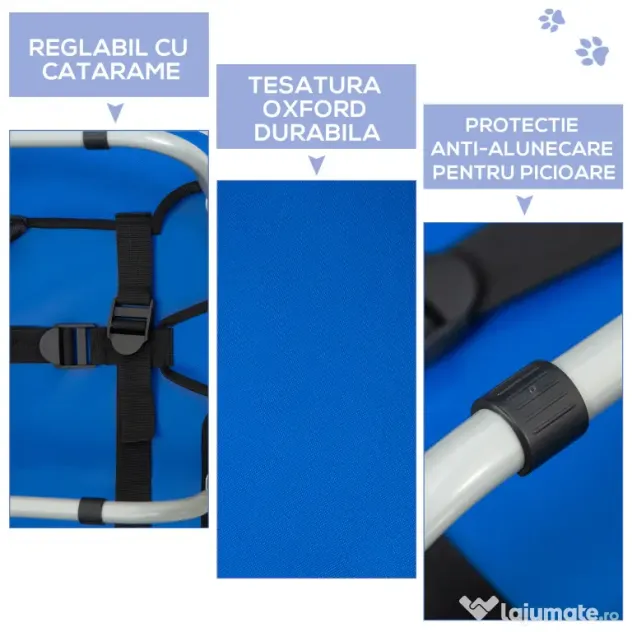 PawHut Saltea Pliabilă Confortabilă pentru Câini, Ușor de Transportat, Albastru, 71x58x18cm | Aosom Romania