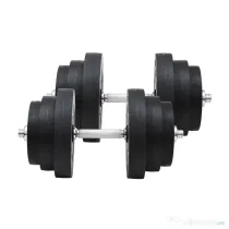HOMCOM Set Haltere pentru Antrenament Acasă, Tuburi de Oțel și Plastic, Echipament Fitness, Negru | Aosom Romania