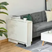 HomCom masa pliabila din lemn, cu roti, 75x140x74cm, alba | Aosom Ro 