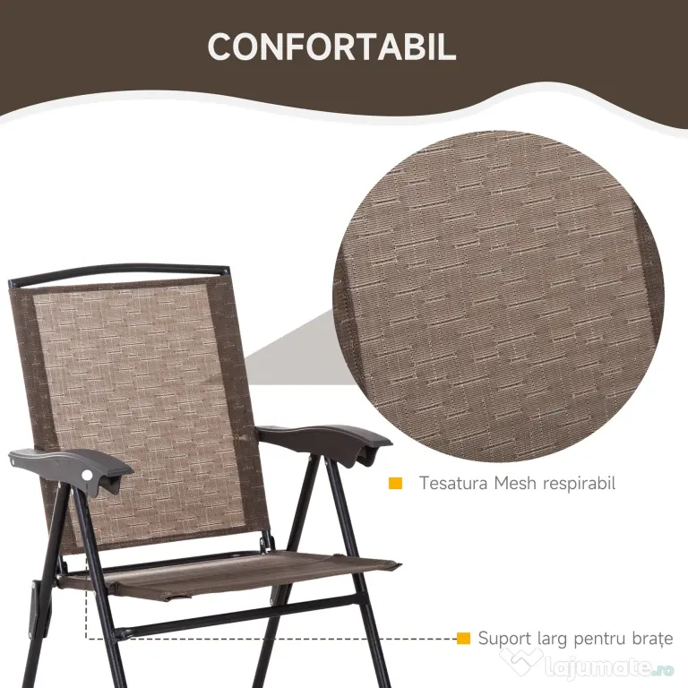 Outsunny Set de mobilier pentru gradina cu masa din sticla securizata, mobilier exterior, maro | Aosom Romania
