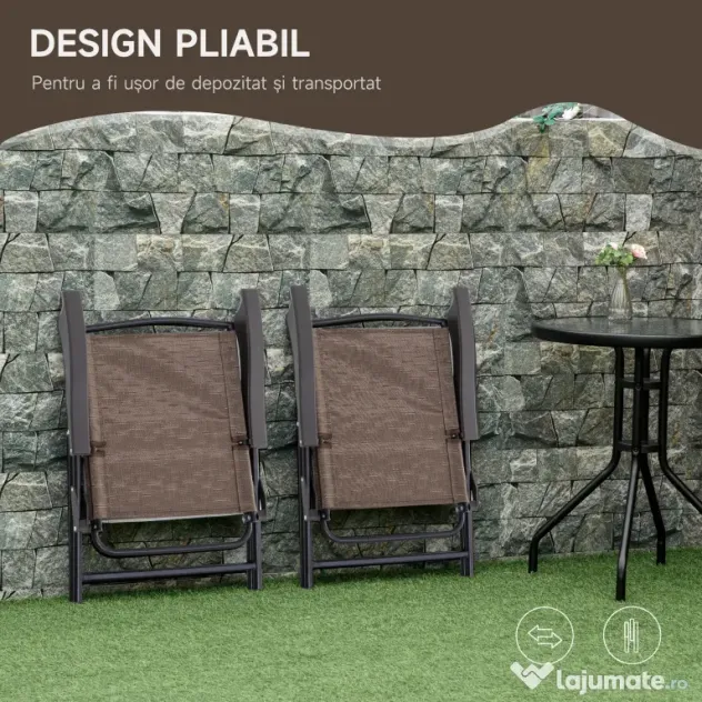 Outsunny Set de mobilier pentru gradina cu masa din sticla securizata, mobilier exterior, maro | Aosom Romania