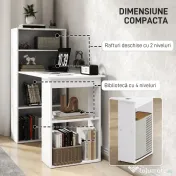 HOMCOM birou modern cu biblioteca 120x55x120cm 