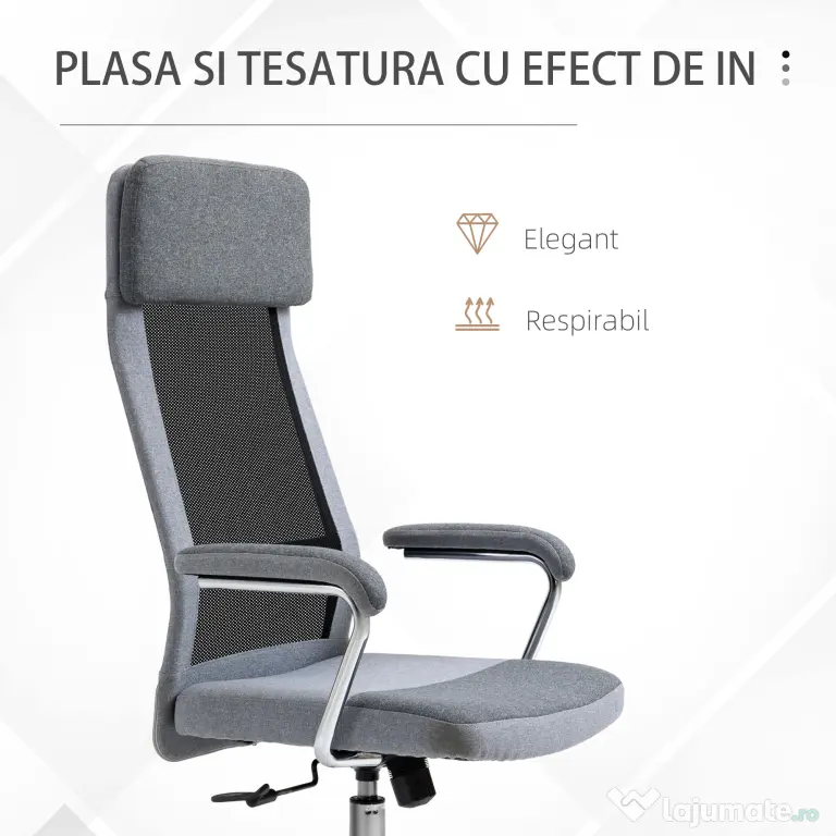 Vinsetto Scaun birou ergonomic, inaltime reglabila, 65x60x119-129cm | Aosom Romania