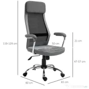 Vinsetto scaun birou ergonomic, inaltime reglabila, 65x60x119-129cm 