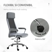 Vinsetto scaun birou ergonomic, inaltime reglabila, 65x60x119-129cm 