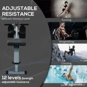 HOMCOM Aparat de Vaslit Profesional, Fitness, cu Display, Structură din PVC și Oțel, pentru Antrenament Complet, Gri și Negru | Aosom Romania