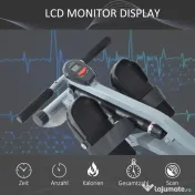 HOMCOM Aparat de Vaslit Profesional, Fitness, cu Display, Structură din PVC și Oțel, pentru Antrenament Complet, Gri și Negru | Aosom Romania