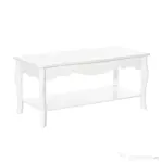HOMCOM Măsuță de Cafea Joasă, din Lemn de Pin și MDF, 94x44x42 cm, Albă, Stil Modern cu Picioare Solide, Sarcină Maxima 50 kg