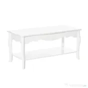 HOMCOM Măsuță de Cafea Joasă, din Lemn de Pin și MDF, 94x44x42 cm, Albă, Stil Modern cu Picioare Solide, Sarcină Maxima 50 kg 