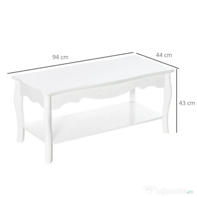 Masa pentru cafea HOMCOM, din lemn, 94x44x42 cm, alba | Aosom RO