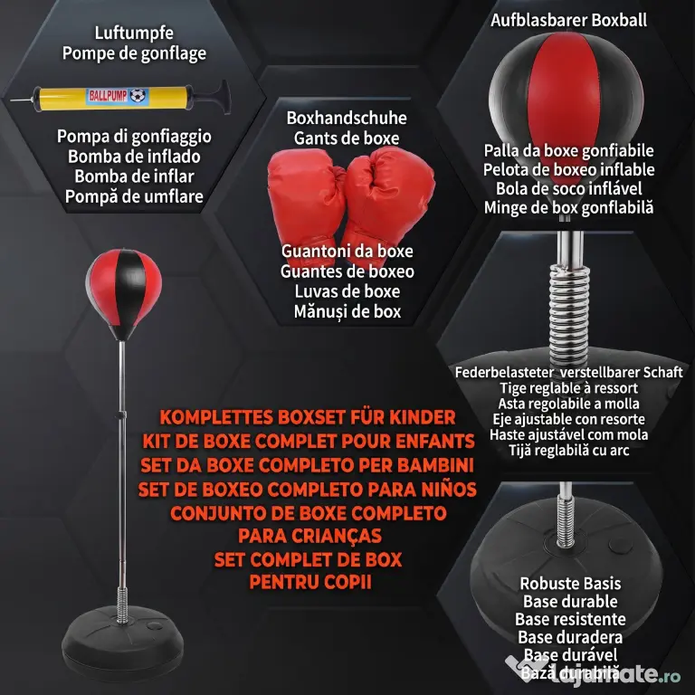 HomCom Sacco da Boxe Punching Ball con Guantoni e Pompa